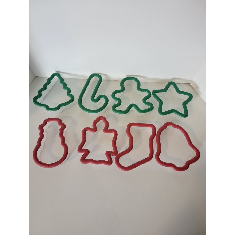 Vintage Wilton Lot of 8 Plastic Christmas Cookie Cutters